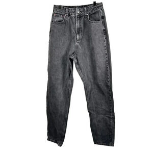 ASOS Wide Leg Tapered Ankle Size 28/32 Black Denim Jeans High Rise Casual